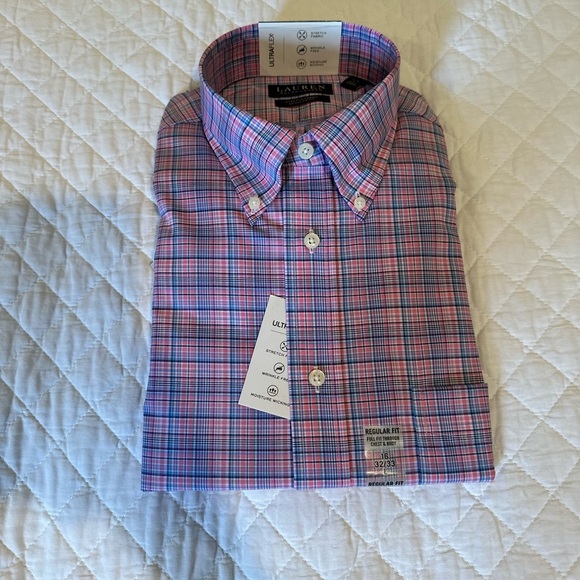 Ralph Lauren Men's Blue and Pink Plaid Shirt - Picture 1 of 4